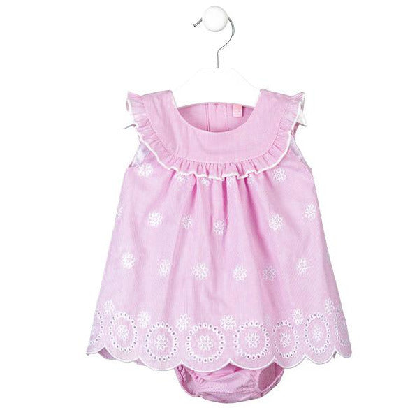Vestido con bordados de flores bebe 01W-7005
