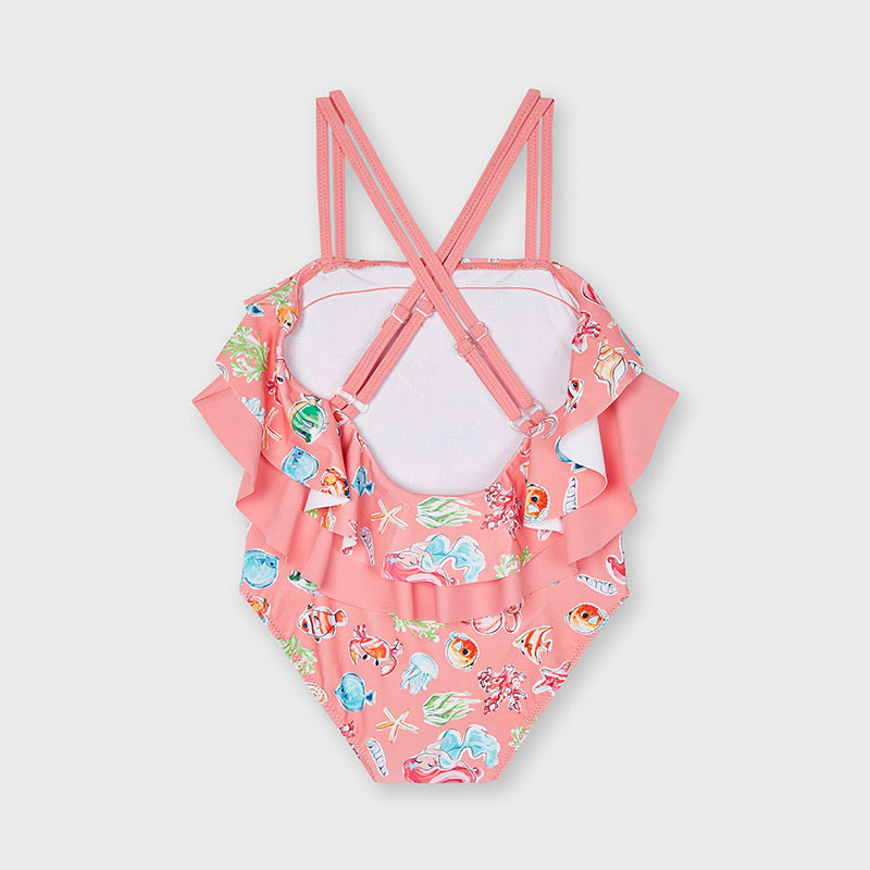 Traje de baño estampado volante niña 3745-073 .